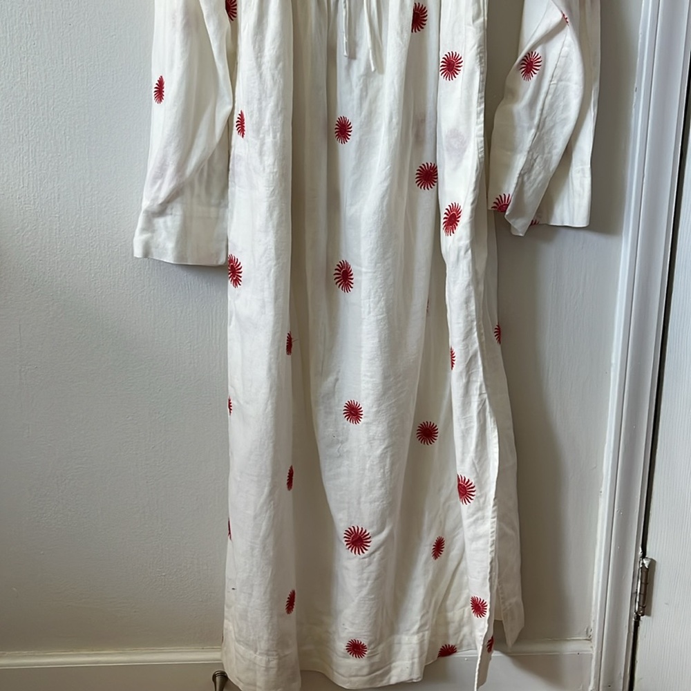 Free People Emory Embroidered White Maxi Dress with Red Floral Accents SOLD OUT - Picture 4 of 6